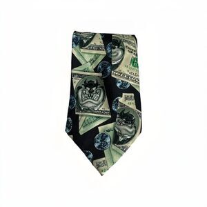 Mens Vintage 2002 Tazmanian Devil TAZ Money Warner Bros Necktie TIE
